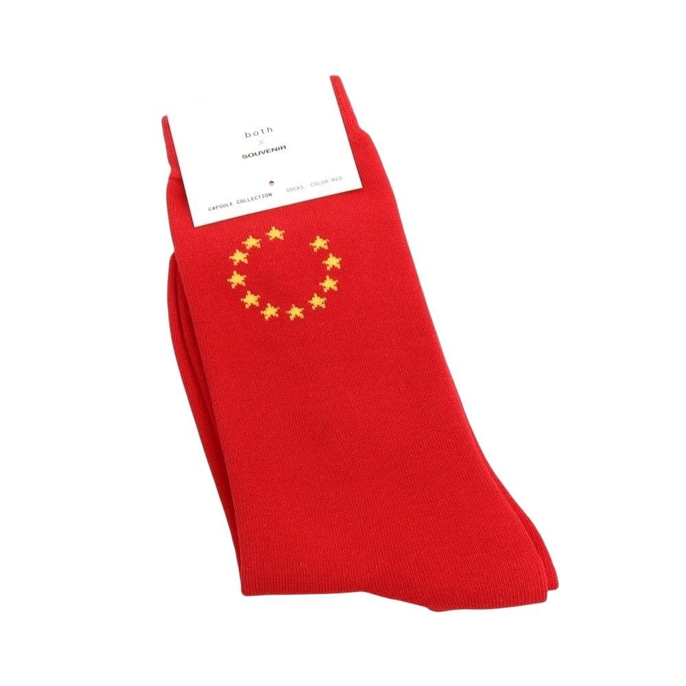【中古】【未使用】ボス BOSS × SOUVENIR CAPSULE COLLECTION ソックス 靴下 レッド【サイズM】【レディース】