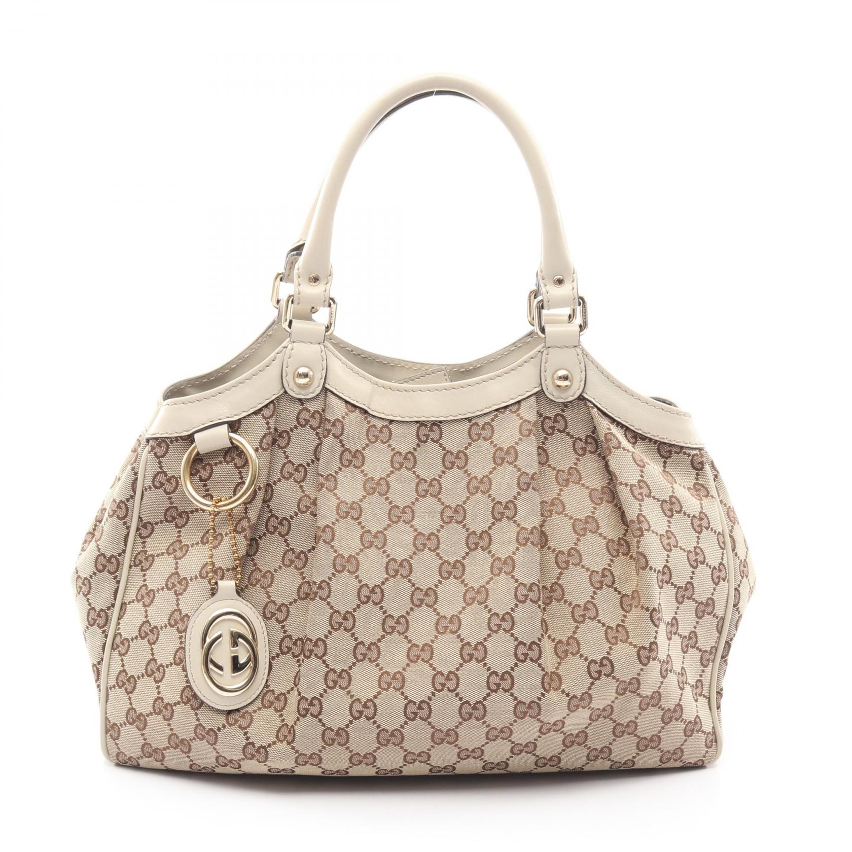 グッチ GUCCI スーキー GGキャンバス ハンドバッグ バッグ キャンバス レザー レディース ベージュ系 211944 【中古】