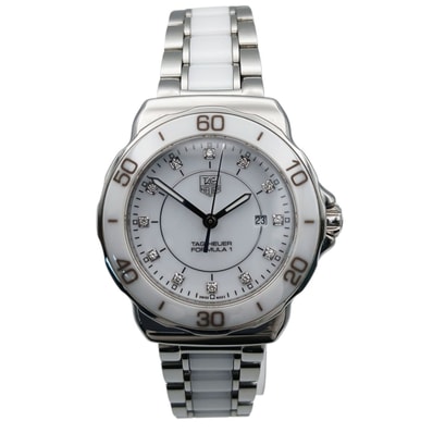 TAG HEUER タグホイヤー レディース フォーミュラー1 12P ダイヤ 32mm 腕時計 WAH1315.BA0868 ステンレススチール セラミック ホワイト レディース【中古】