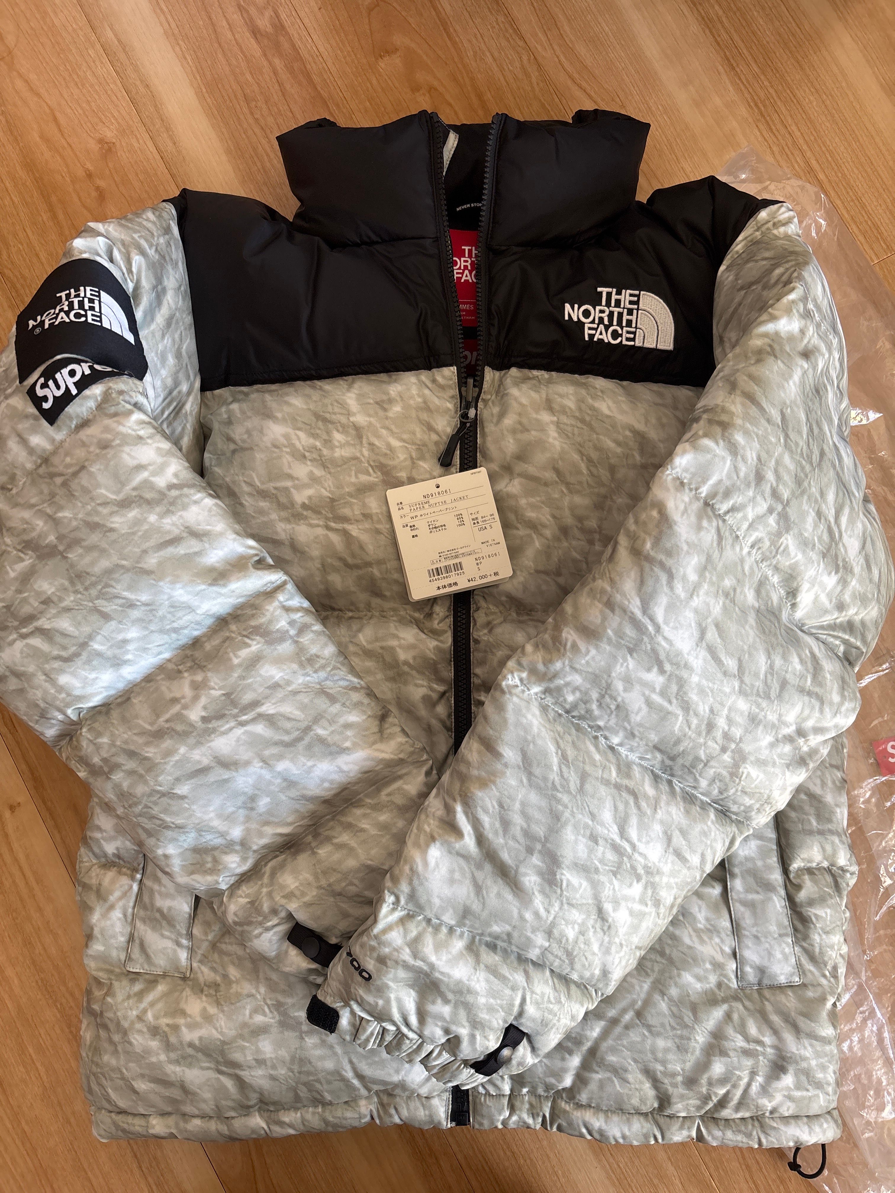 Supreme x The North Face Nuptse Jacket "White Paper Print"