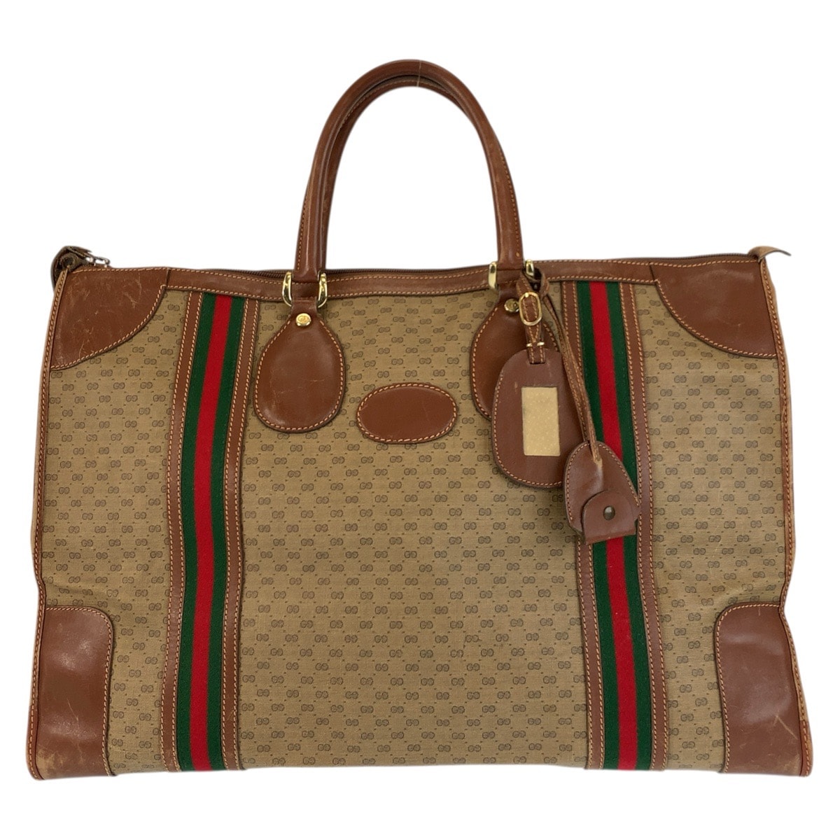 GUCCI グッチ ヴィンテージ マイクロGG シェリーライン ブラウン ゴールド金具 GGスプリームキャンバス レザー/ ボストンバッグ ハンドバッグ 601651 【中古】