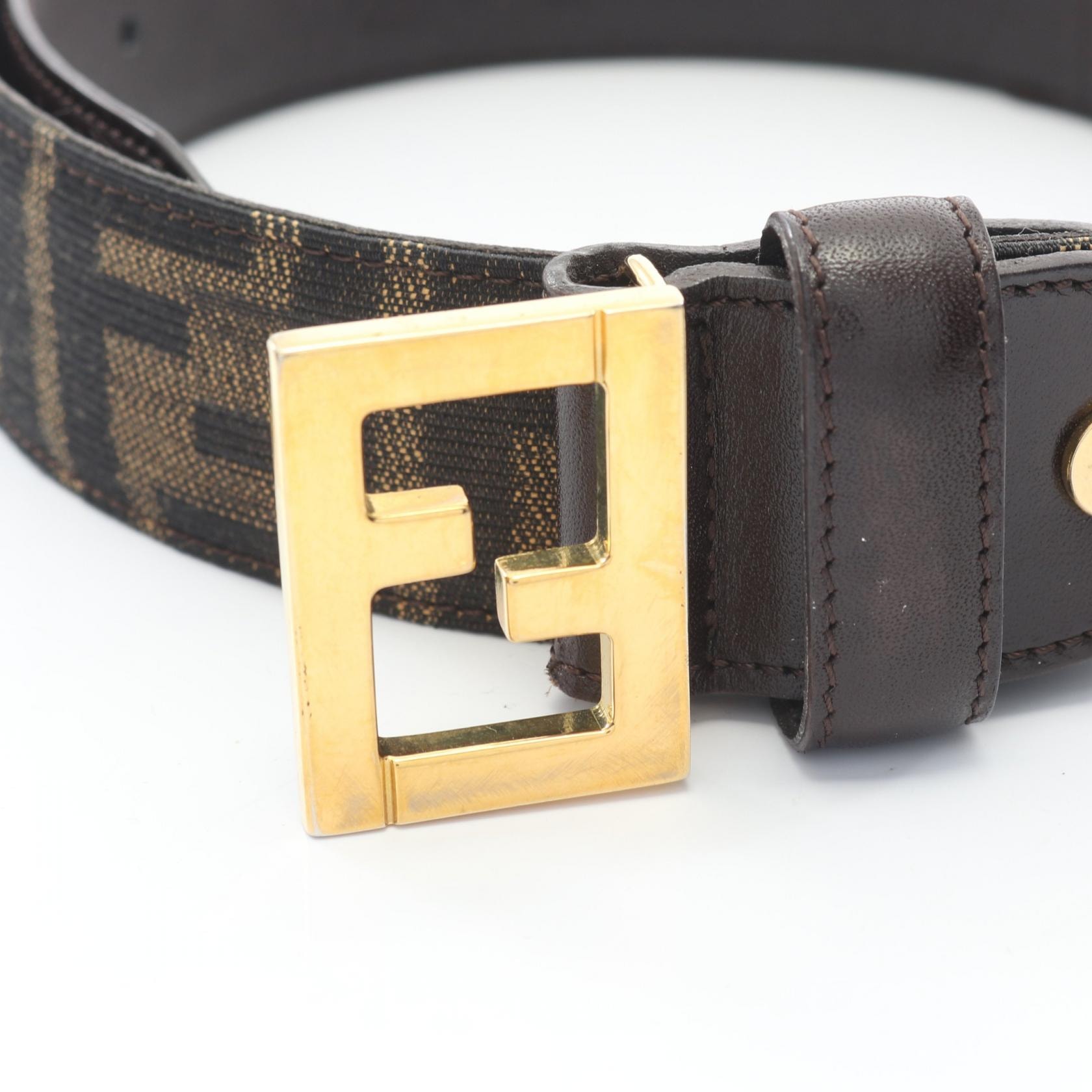 C (やや傷や汚れあり)】フェンディ FENDI ズッカ ゴールド金具 ベルト