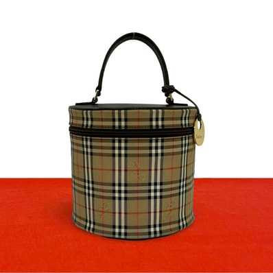 BURBERRY バーバリー ノバチェック シャドーホース キャンバス レザー ハンドバッグ ベージュ
46530
