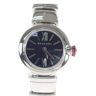 ブルガリ BVLGARI ピッコラ・ルチェア 腕時計 ステンレススチール シルバー クオーツ ブラック文字盤 レディース【中古】【Aランク】