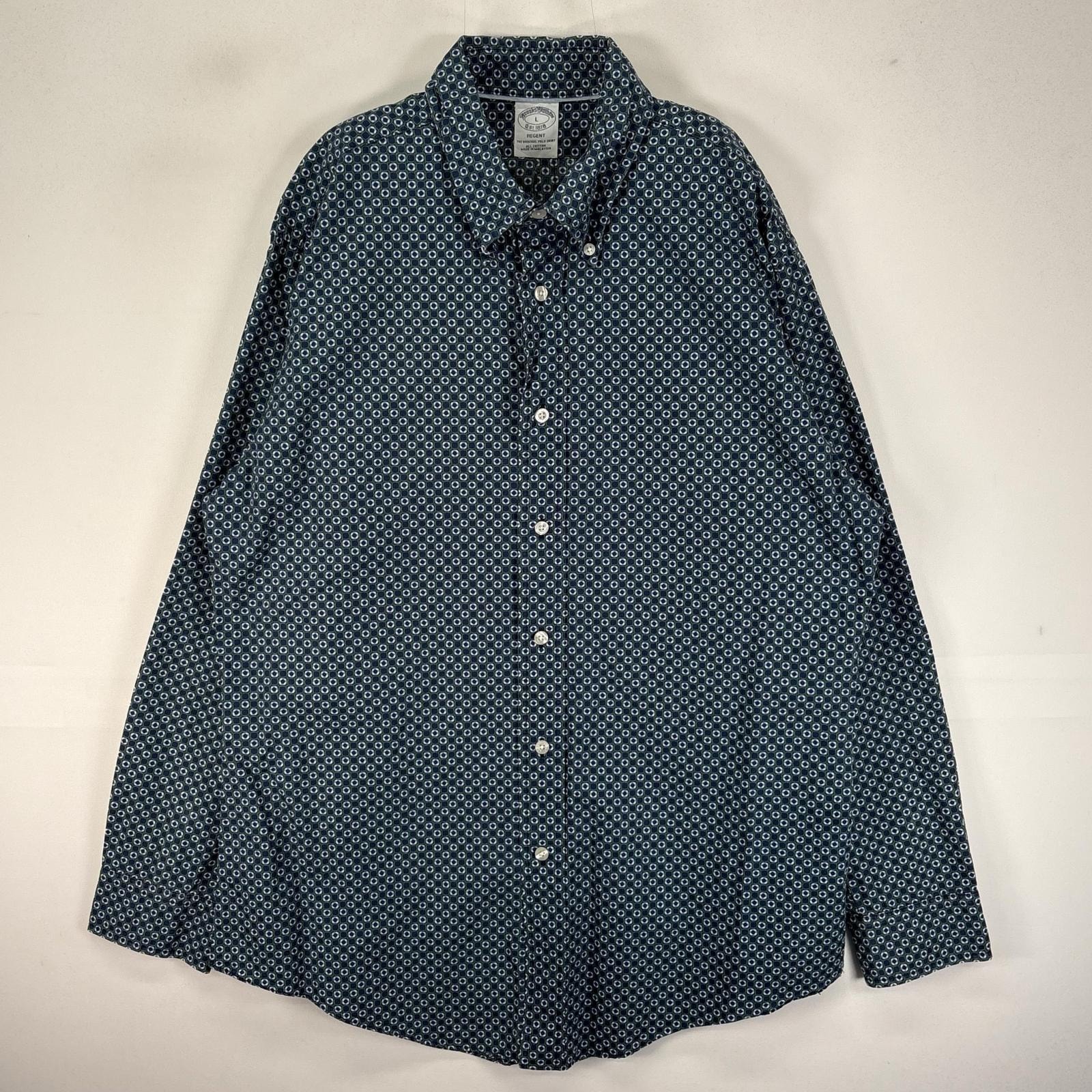 古着 ブルックスブラザーズ Brooks Brothers 長袖シャツ ボタンダウン L  ネイビー系 総柄 メンズ