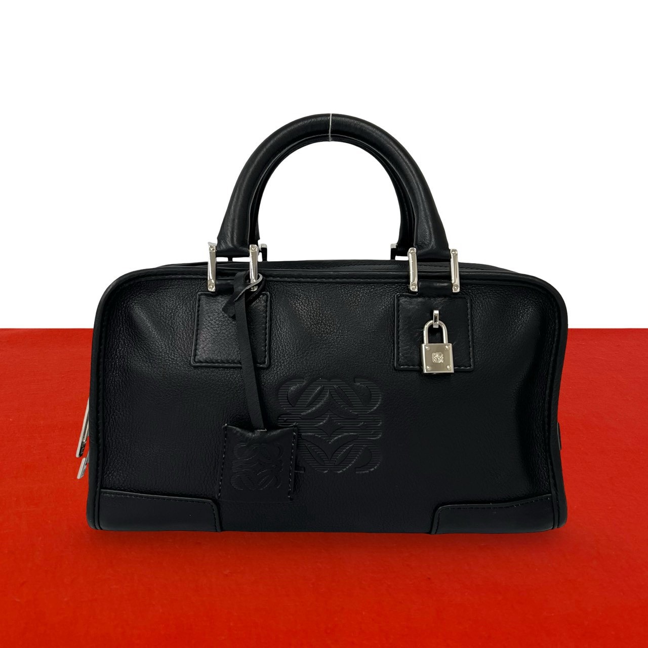 LOEWE ロエベ アマソナ 28 アナグラム ロゴ レザー ハンドバッグ ブラック
35280