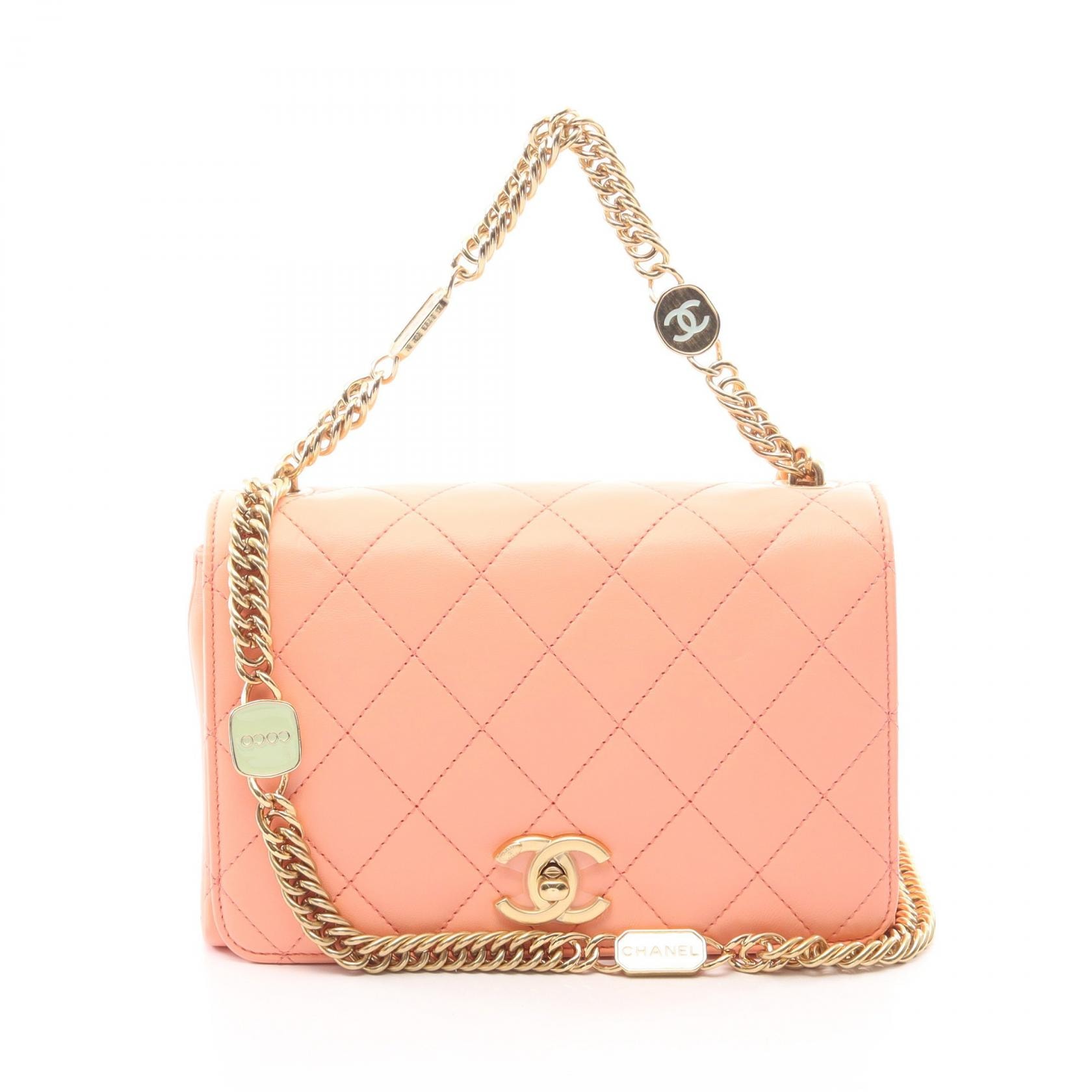 シャネル CHANEL マトラッセ 2WAY ショルダーバッグ バッグ ラムスキン(羊革) レディース オレンジ系 【中古】