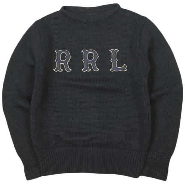 RRL ダブルアールエル Logo Applique Wool Sweater アップリケドウールセーター 782890036001 M NAVY セーター Double RL 定価107,800円 ニット トップス g26670