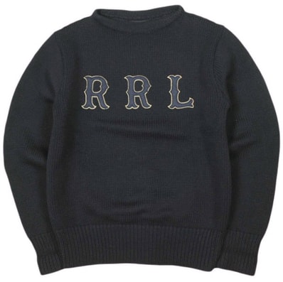 RRL ダブルアールエル Logo Applique Wool Sweater アップリケドウールセーター 782890036001 M NAVY セーター Double RL 定価107,800円 ニット トップス g26670