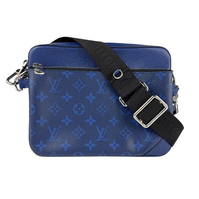 ルイ ヴィトン LOUIS VUITTON 斜め掛けショルダーバッグ トリオ メッセンジャー タイガ/モノグラムキャンバス ネイビーブルー/ブラック メンズ M30848【中古】 z6322