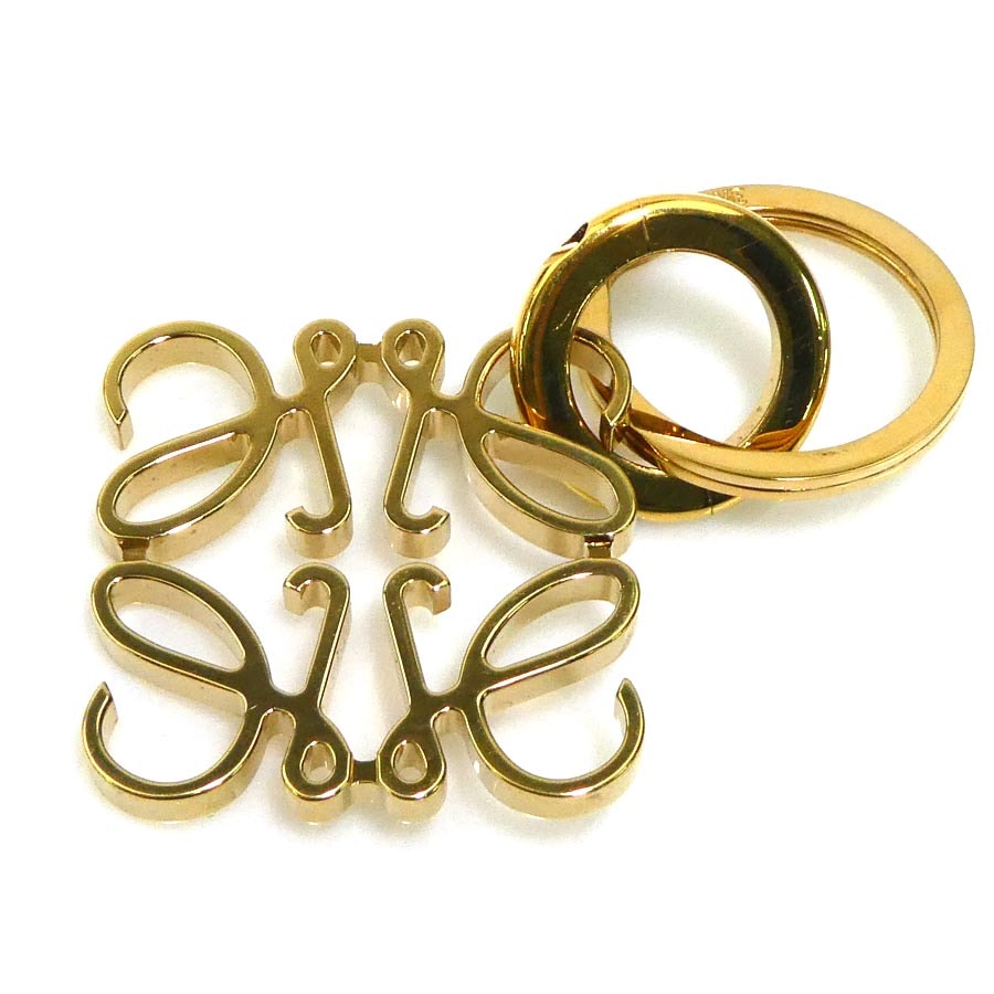 ロエベ LOEWE チャーム キーリング アナグラム メタル ゴールド ユニセックス【中古】 h31900g