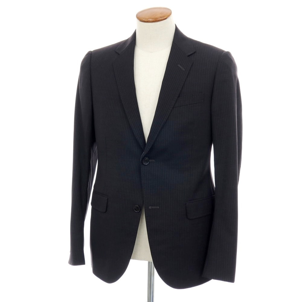 【中古】グッチ GUCCI ウール ストライプ テーラードジャケット ブラックxグレー【サイズ46】【メンズ】