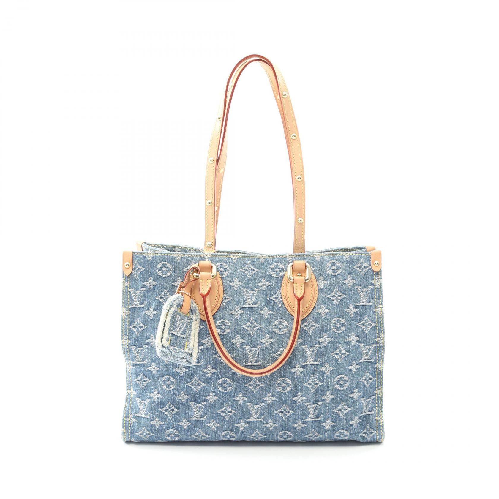 ルイ・ヴィトン LOUIS VUITTON オンザゴーMM LVリミックス モノグラムデニム トートバッグ バッグ デニム レザー モノグラム・デニム レディース ブルー系 M46871 【中古】