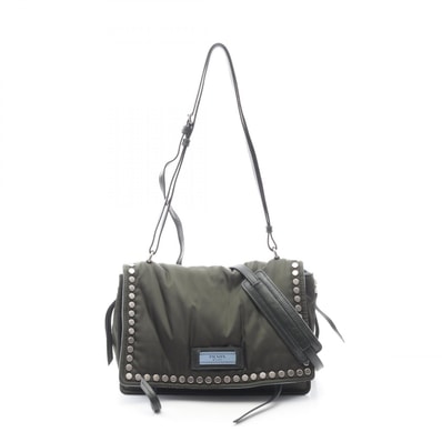 プラダ PRADA TESSUTO エティケット ショルダーバッグ バッグ ナイロン レザー レディース カーキ系 1BD081 【中古】