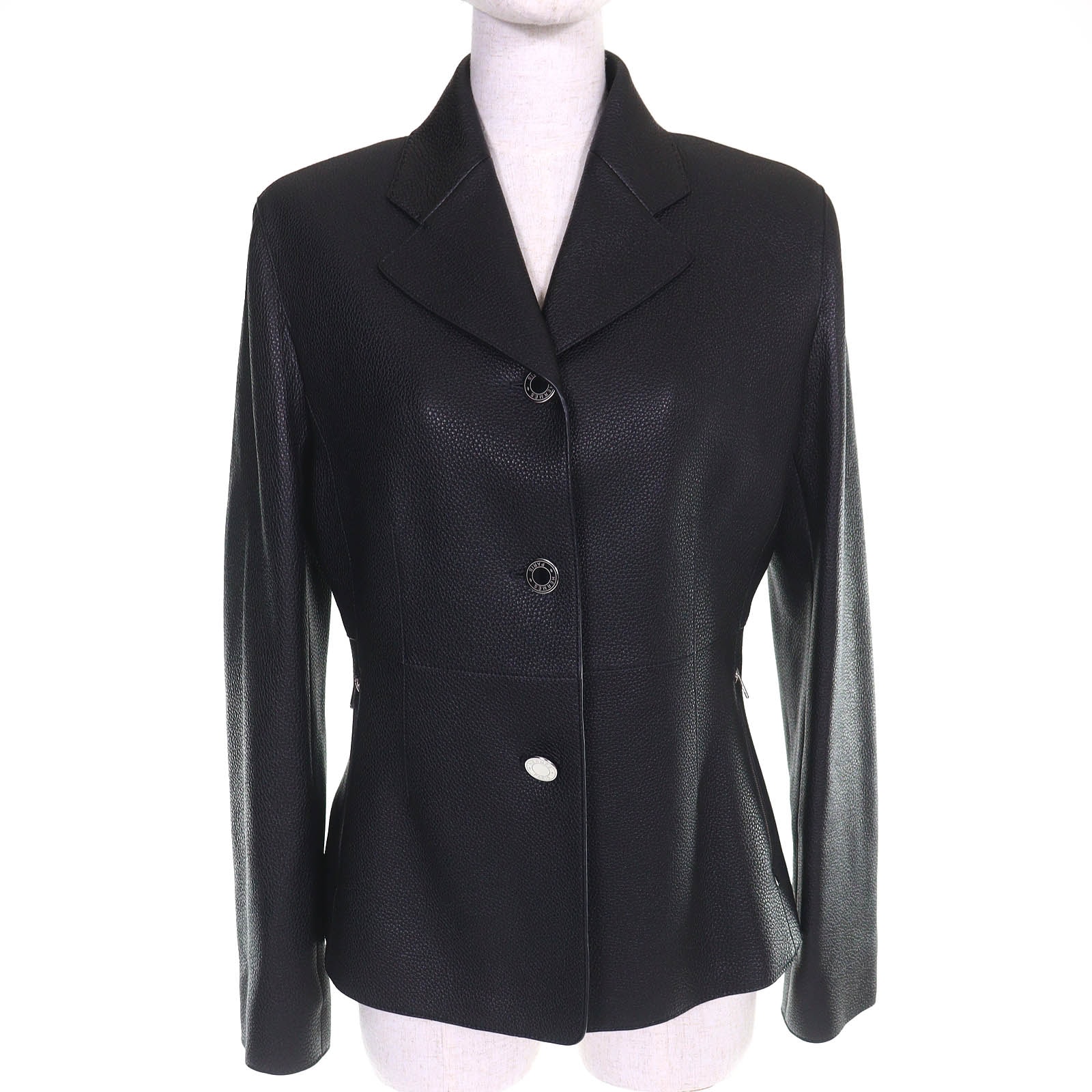 極美品 エルメス セリエボタン ディアスキン 乗馬ジャケット ブラック 38