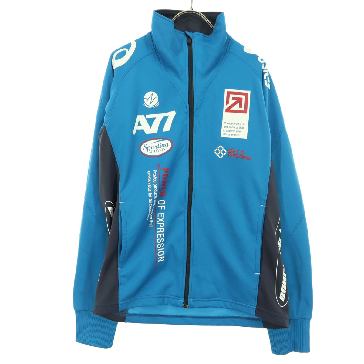 asics アシックス プリント柄 長袖 トラックジャケット L ブルー