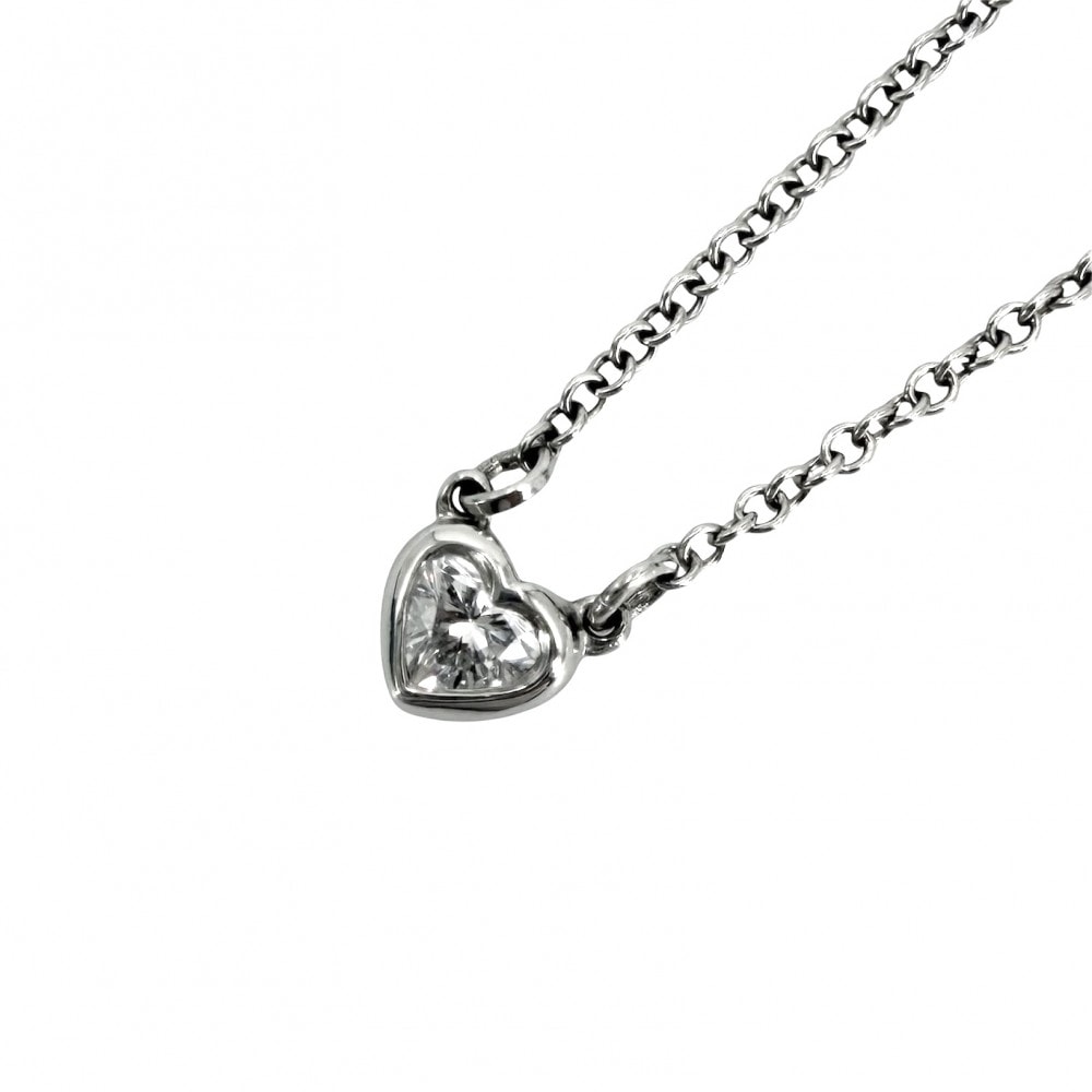 TIFFANY&Co. ティファニー ネックレス バイザヤード ハート ジュエリー アクセサリー 一粒ダイヤ エルサペレッティ Pt950プラチナ    ダイヤモンド レディース 約2.7g 美品【中古品】