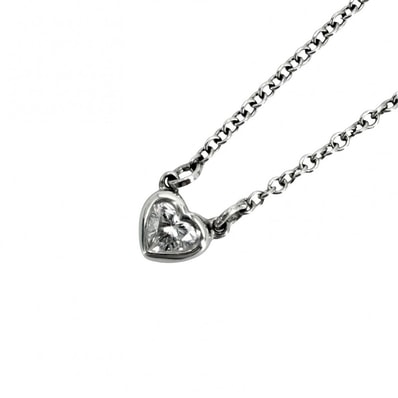 TIFFANY&Co. ティファニー ネックレス バイザヤード ハート ジュエリー アクセサリー 一粒ダイヤ エルサペレッティ Pt950プラチナ ダイヤモンド レディース 約2.7g 美品【中古品】