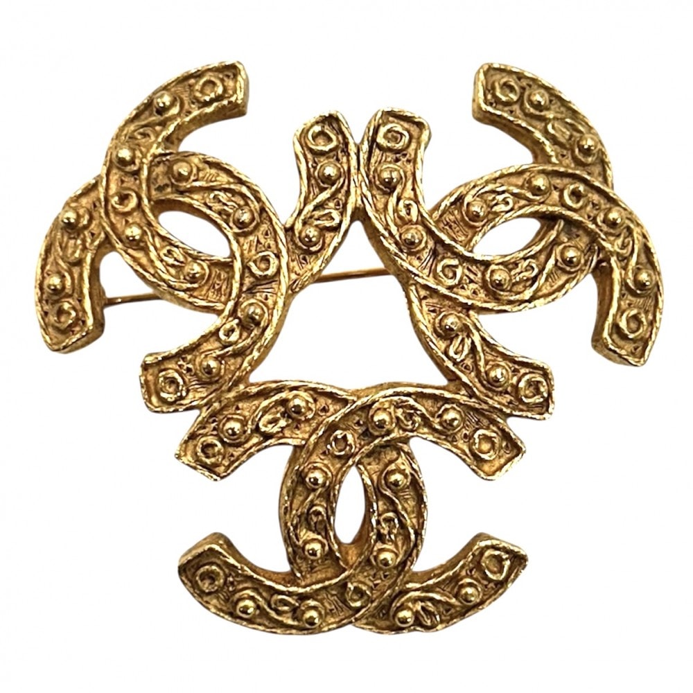 CHANEL シャネル ブローチ ココマーク トリプルココ アクセサリー GP 04A ゴールド レディース 約16.9g 2004年【中古品】