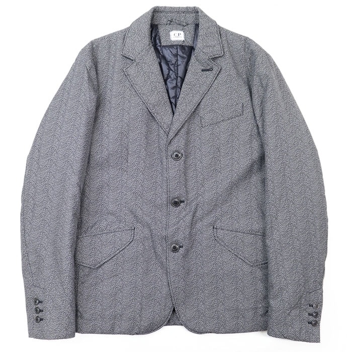 SALE【極美品】C.p. Company シーピーカンパニー ジャケット メンズ サイズ 48 ヘリンボーン 転写プリント パテッド オニオンライニング アウター グレー 灰色 イタリア製