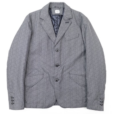 SALE【極美品】C.p. Company シーピーカンパニー ジャケット メンズ サイズ 48 ヘリンボーン 転写プリント パテッド オニオンライニング アウター グレー 灰色 イタリア製