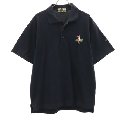 KENZO GOLF ケンゾーゴルフ 90s 日本製 オールド 半袖 ポロシャツ 3 黒 鹿の子地