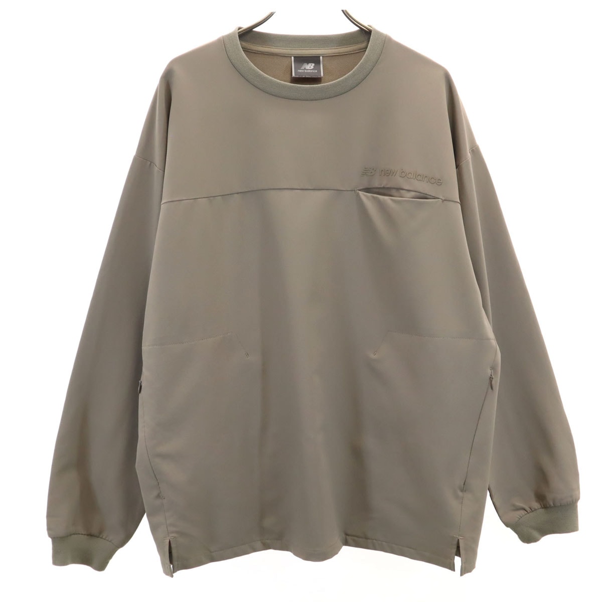 NEW BALANCE ニューバランス 長袖 ウーブン Tシャツ M アッシュグレー系 ロンT