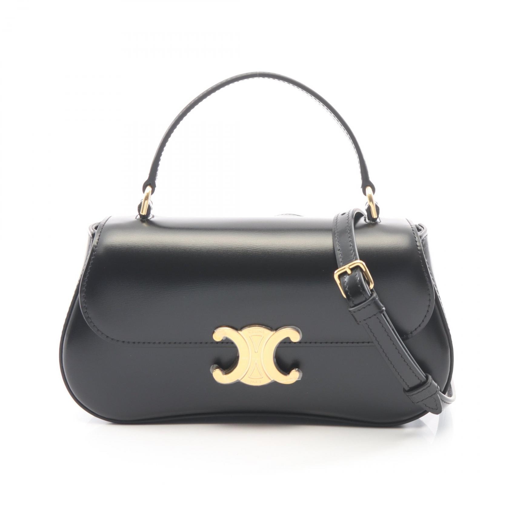 セリーヌ CELINE ティーン ローラ 2WAY ハンドバッグ バッグ レザー レディース ブラック系 119533BF4 【中古】
