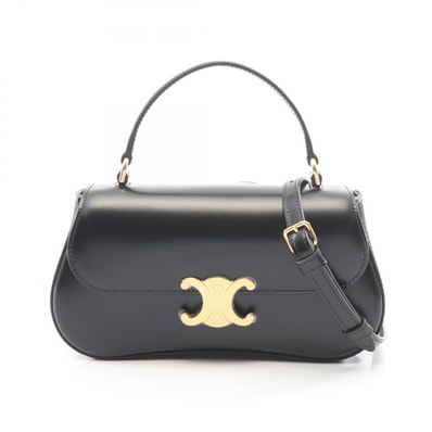 セリーヌ CELINE ティーン ローラ 2WAY ハンドバッグ バッグ レザー レディース ブラック系 119533BF4 【中古】