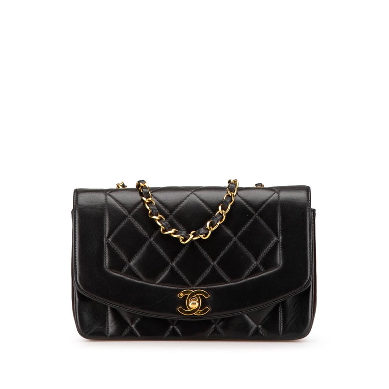 シャネル マトラッセ ダイアナ22 斜め掛け チェーン ショルダーバッグ A01164 ブラック ラムスキン レディース CHANEL 【中古】
