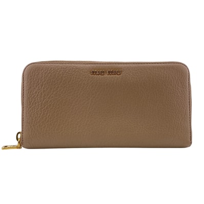 ミュウミュウ MIUMIU 長財布 ロゴ ラウンドファスナー 5M0506 ベージュ