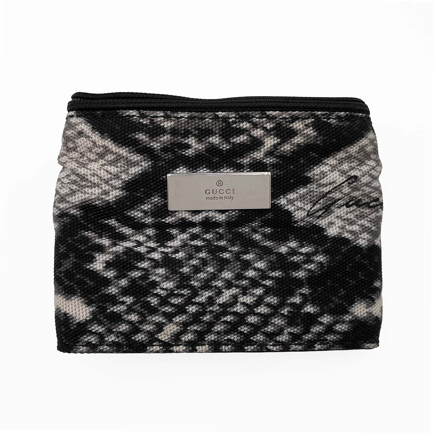 GUCCI グッチ リストバンド パイソン柄 トムフォード期 コインケース
 財布 ウォレット キャンバス レザー グレー レディース
 【中古】