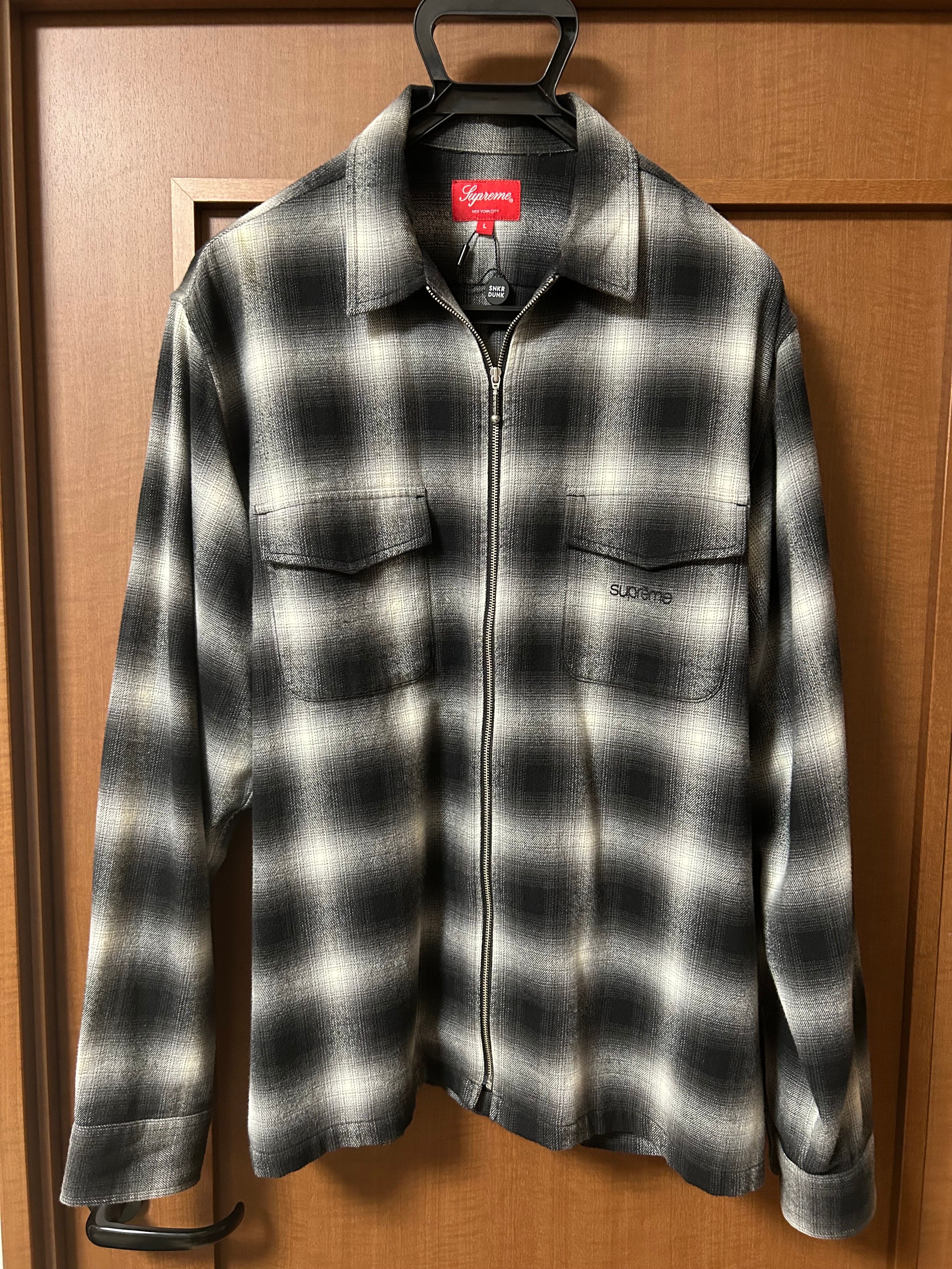 Supreme Shadow Plaid Flannel Zip Up Shirt "Black"