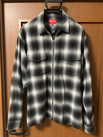 Supreme Shadow Plaid Flannel Zip Up Shirt "Black"