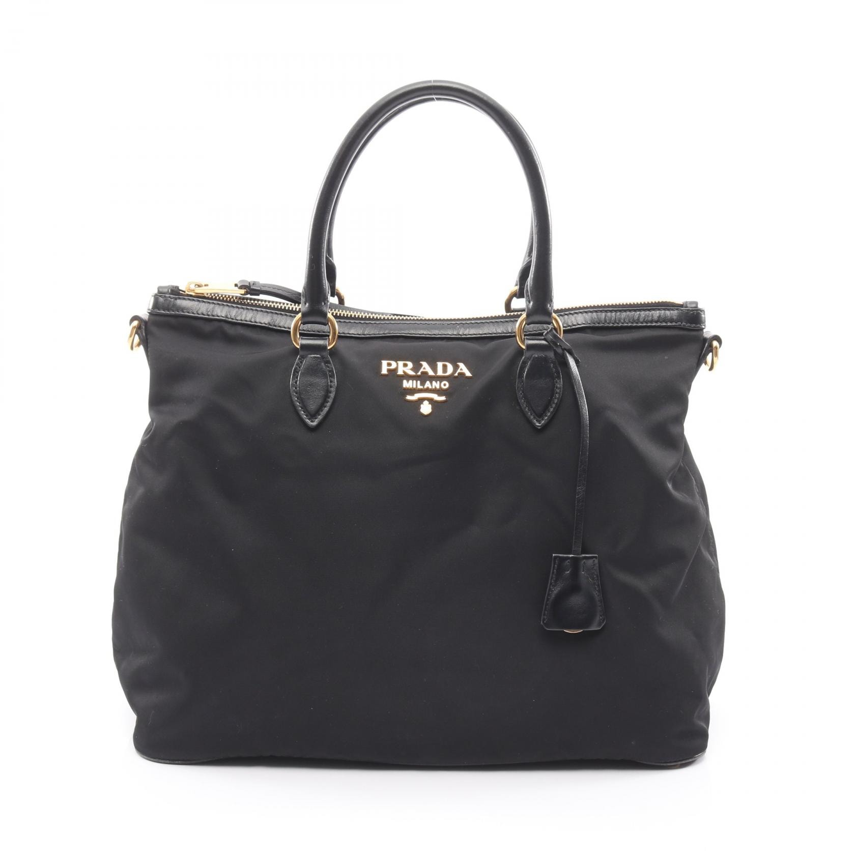 プラダ PRADA ハンドバッグ バッグ ナイロン レザー レディース ブラック系 【中古】