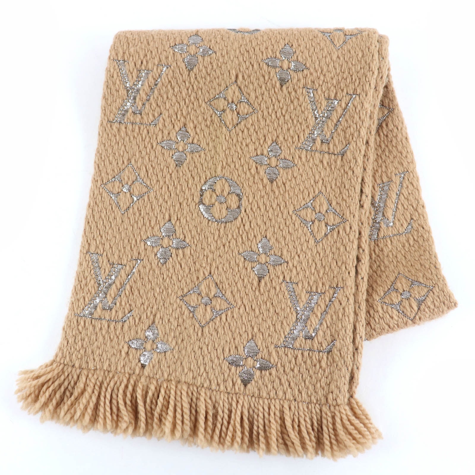 美品 ルイヴィトン マフラー エシャルプ・ロゴマニア シャイン M75834