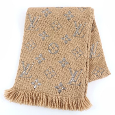 美品 ルイヴィトン マフラー エシャルプ・ロゴマニア シャイン M75834