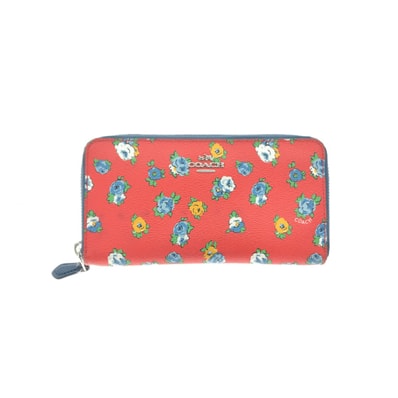 ▼▼COACH コーチ 長財布 ラウンドジップ ロングウォレット ティーローズ フローラル 花柄 F57649 レッド