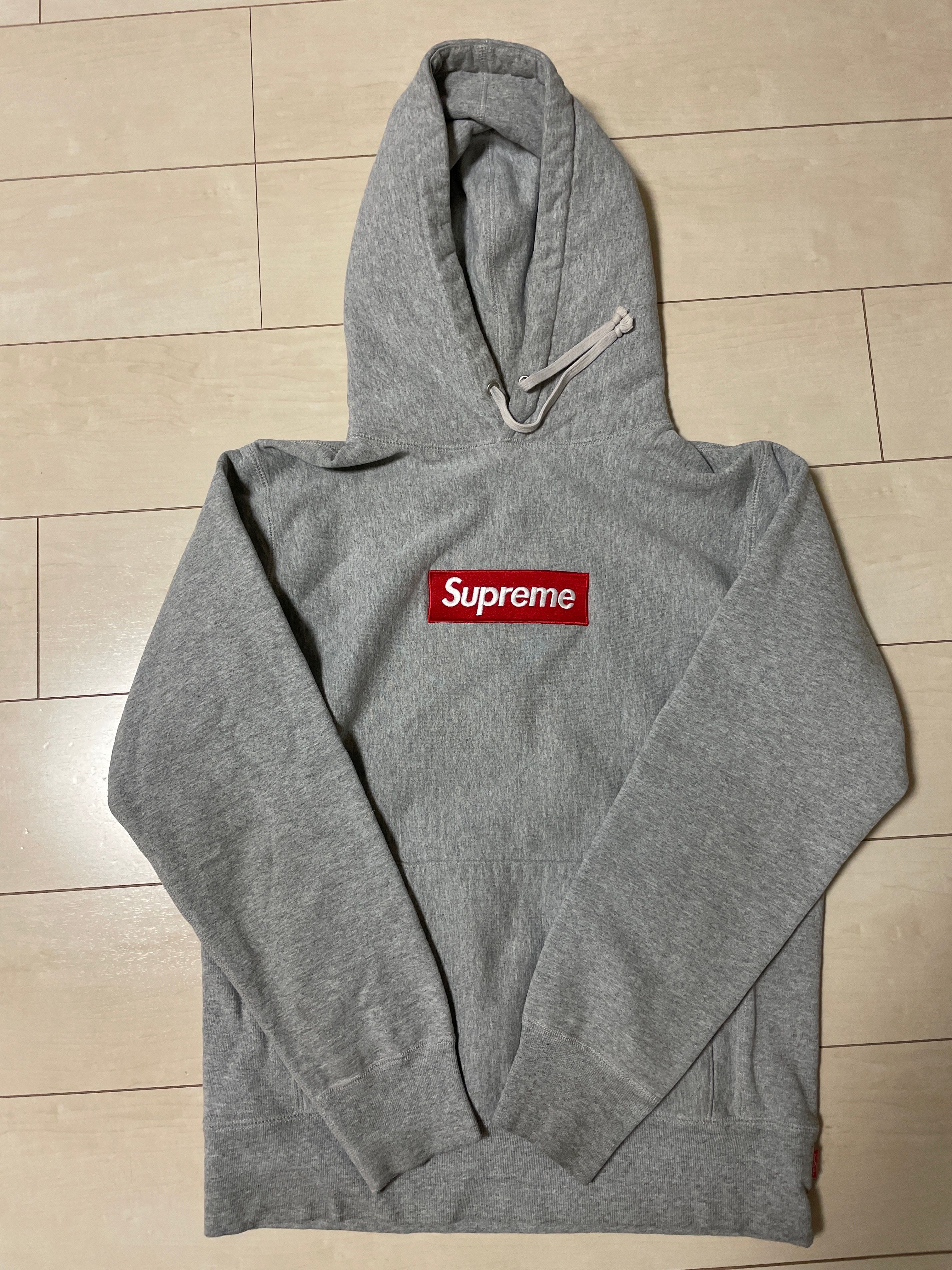 Supreme ボックスロゴ フーディー グレー