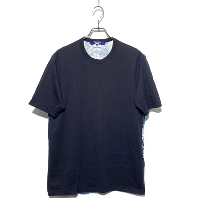 JUNYA WATANABE COMME des GARCONS 綿天竺×綿天竺プリントTEE NAVY