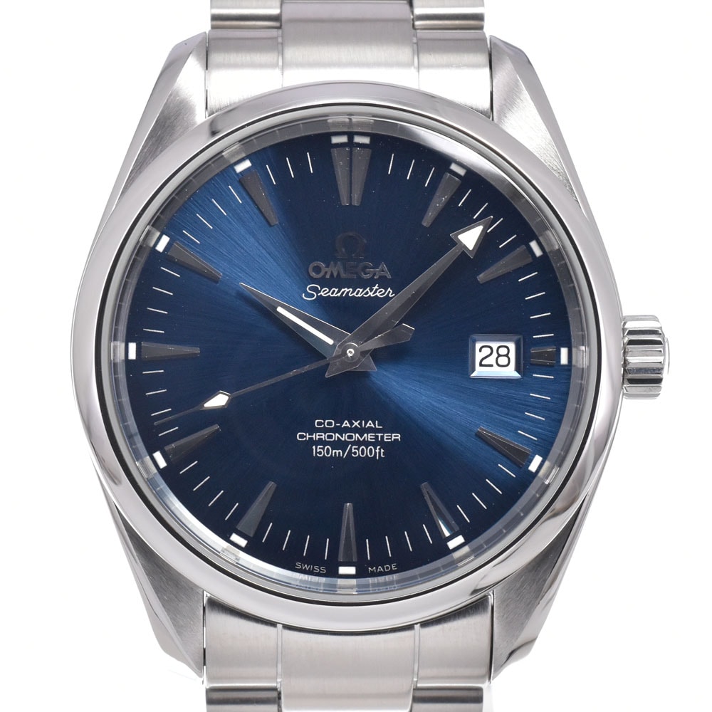 オメガ OMEGA 2503.80 シーマスター アクアテラ コーアクシャル ブルー 自動巻き メンズ 美品 腕時計 C#149615