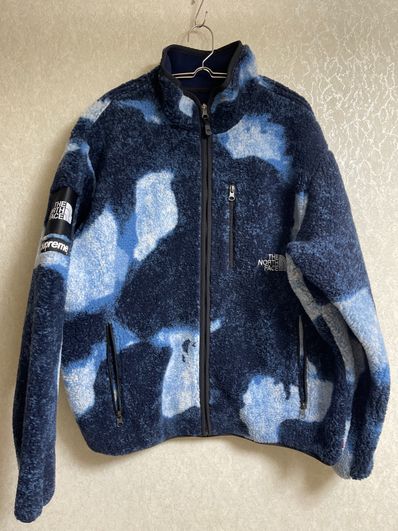 Supreme x The North Face Bleached Denim Print Fleece Jacket "Indigo"