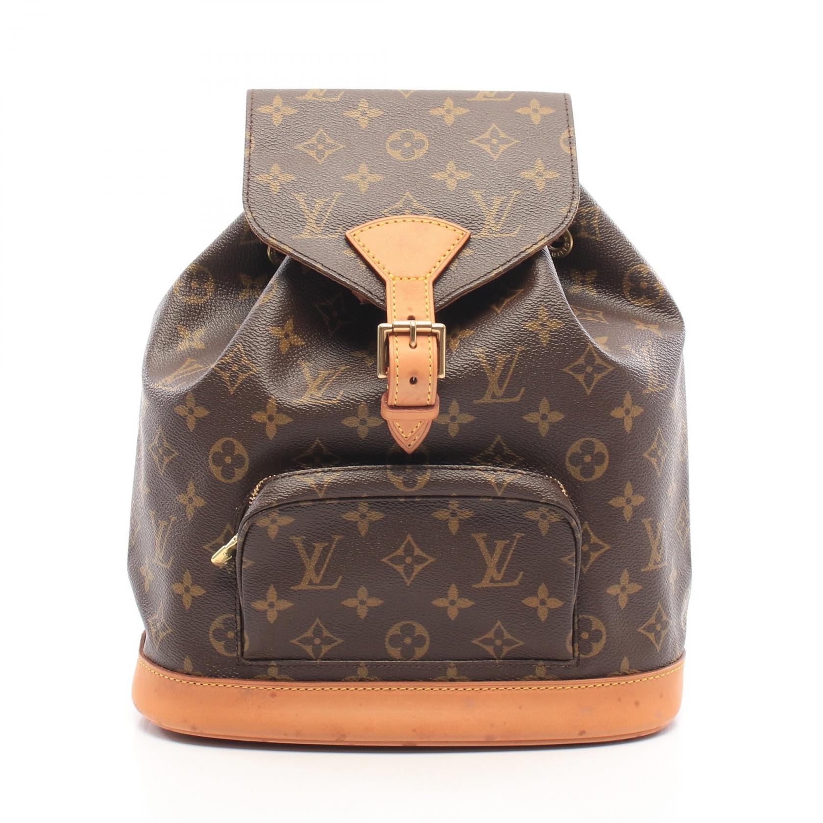 ルイ・ヴィトン LOUIS VUITTON モンスリMM モノグラム リュックサック バックパック バッグ PVCコーティングキャンバス レザー レディース ブラウン系 M51136 【中古】