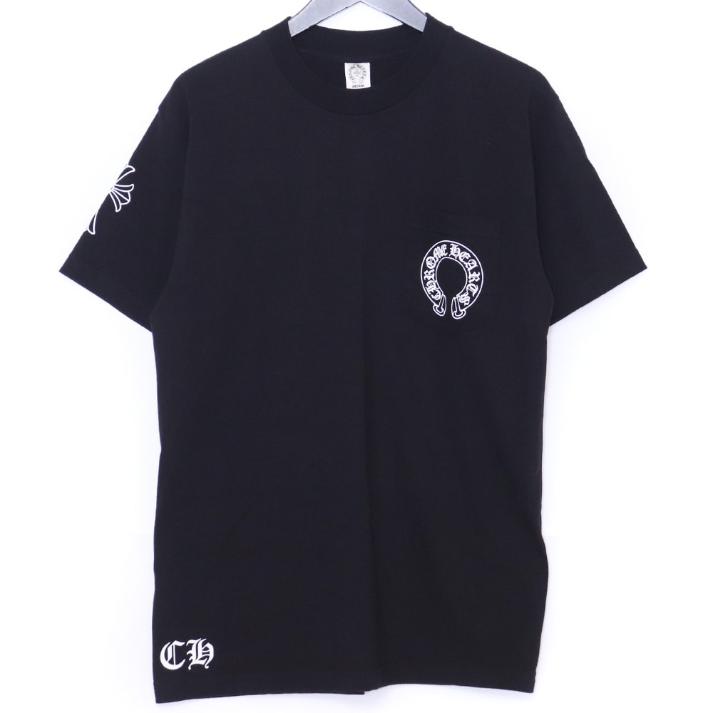 CHROME HEARTS スクロールラベル ホースシューポケットTシャツ