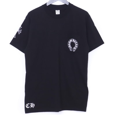 CHROME HEARTS スクロールラベル ホースシューポケットTシャツ