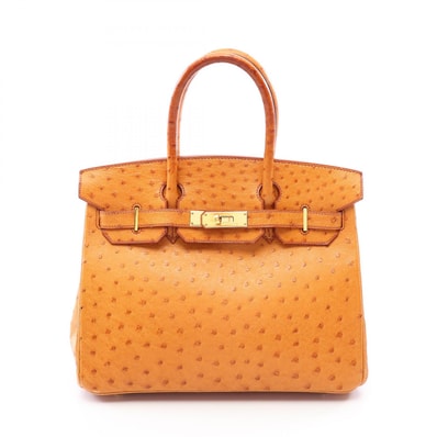 エルメス HERMES バーキン30 チェスナッツ ハンドバッグ バッグ オーストリッチ オーストリッチ ベージュ □D刻印(2000年製造) レディース ベージュ系 【中古】