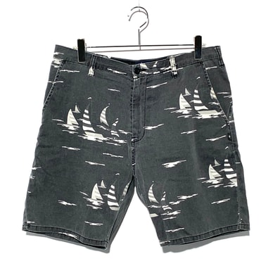 Old Stussy Washed Yacht-Print Water Shorts Grey