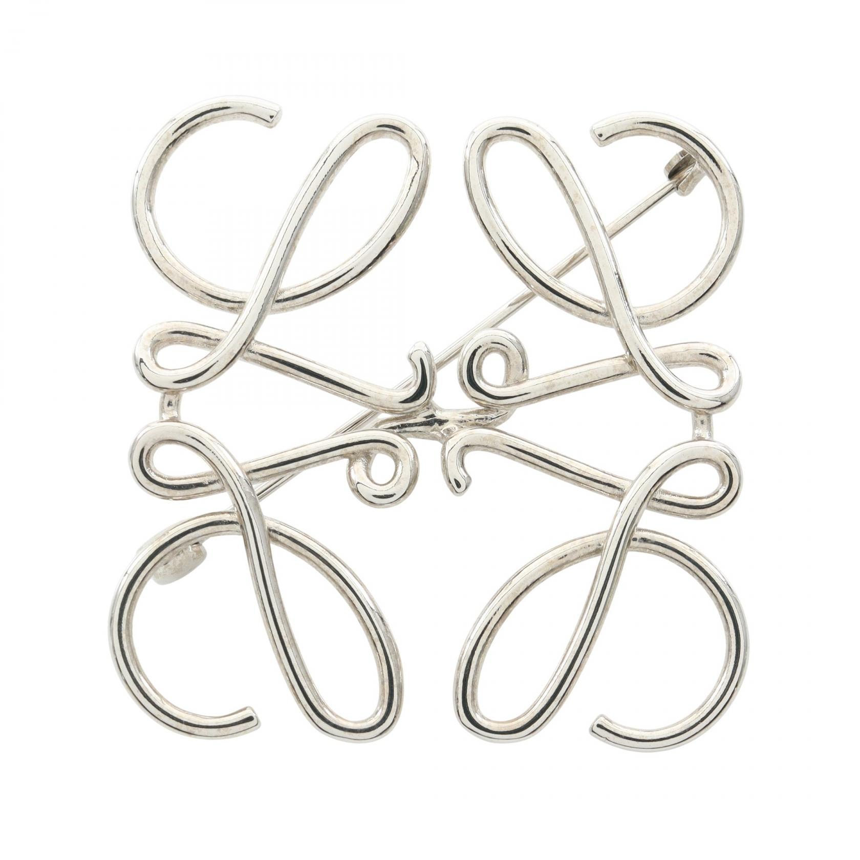 ロエベ LOEWE アナグラム ブローチ アクセサリー メタル レディース シルバー系 【中古】