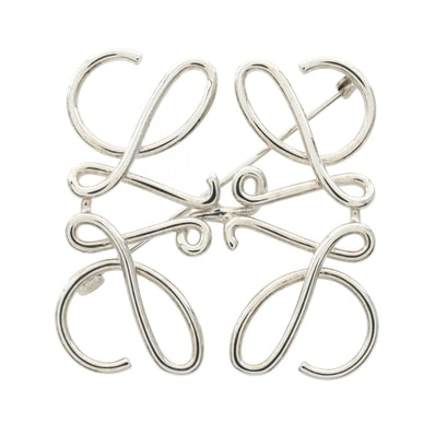 ロエベ LOEWE アナグラム ブローチ アクセサリー メタル レディース シルバー系 【中古】