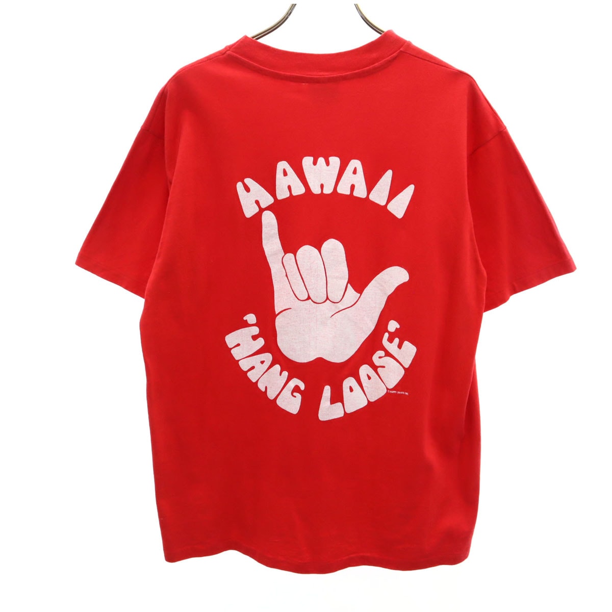 Hanes ヘインズ 90s USA製 オールド バックプリント 半袖 Tシャツ L レッド BEEFY-T シングルステッチ
